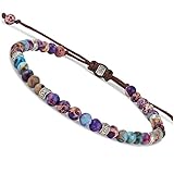 BENAVA Damen Yoga Armband Jaspis Edelstein Perlen mit Infinity Perlen Bunt | Edelstein Armband Meditation | 16-24 cm
