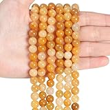 Sahoottie 100 Stück Gelber Aventurin Perlen mit Loch 6mm Edelsteine zum Auffädeln Gelbe Kristall Perlen für Armbänder Selber Machen Ketten DIY Schmuckherstellung Basteln