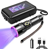 Flintronic Wiederaufladbar LED UV Taschenlampe, 30W 365nm Wasserfest Lampe, Typ C Aufladbar, für Resin Härten, Nägel, Urindetektoren, Bernstein, Mineralien, Blut Tracking (Mit Batterie)