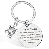 Tyqour Schildkröte Schlüsselanhänger Schildkröte Glücksbringer Geschenke Schlüsselanhänger Edelstahl Travel Turtle Keychain Poesie Schlüsselanhänge für Handtaschen Zubehör Rucksack Geschenke