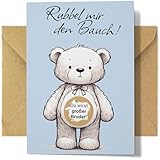 Du wirst großer Bruder - Rubbelkarte zum Schwangerschaft Verkünden | Set mit Kraftpapier Umschlag, fertig mit goldenem Kratzfilm für Baby Ankündigung