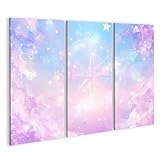islandburner Bild auf Leinwand Pastellfarbener Sternenhimmel mit astrologischem Zirkel für Schlafzimmer Sternegucker Esoterikladen Bilder Wandbilder Poster