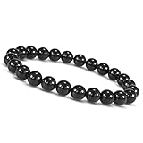 Unique Gems Chakra Damen Perlenarmband schwarzer Achat Ø 8mm Energiearmband Heilsteine elastisch 16cm bis 19cm Juweliers Qualität