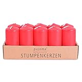 pajoma Stumpenkerzen | Ø 40 x 90 mm, Brenndauer: 9 Stunden (10 Stück, Rot)
