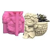 Blumentopf Beton Silikon Mädchen Gießform Blumentopf Beton Gießform Epoxidharz Silikonform DIY Sukkulenten Pflanzgefäße Formen, Blumentopf Formen, Handgefertigte Kunsthandwerk (Engel)