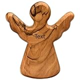 Kassis Geschenkartikel personalisierter Olivenholz-Schutzengel - Handgefertigte Engel-Figur aus Bethlehem - Schutzengel-Glücksbringer - (Wunschtext) - (1 Stück)
