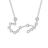 Clearine Halskette Sternzeichen 925 Sterling Silber CZ- Skorpion Sternbild 12 Horoskop Astrologie Anhänger Kette klar für Damen Mädschen