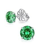 TitanHeart Reintitan Ohrstecker, Hypoallergen F136 Implantat Grad Ohrstecker mit 6mm Geburtsstein Kristalle CZ Simulierten Diamanten für Damen Herren(Grün)