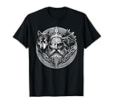 Viking Valhalla Krieger Normanne Runenkreis Götter Odin Totentiere Rabe Wolf Runen Kreis Wikinger T-Shirt, Schwarz, S, Unisex-Erwachsene, Frauen, Kurzarm, Polo, Reguläre Passform, Klassisch, 1 Count