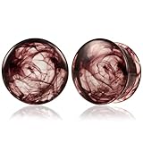 Vankula Ohr Tunnel 1 Paar Flesh Plugs Glas für männer damen Ohrpiercing Gestreckte Schmuck 14mm(9/16') Weinrot