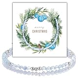 happymaker - Aquamarin Armband mit 925 Silber, Perlenarmband Damen, Edelsteinperlen faciert mit Sterling Silber Perlen, Geschenkverpackung für Weihnachten, handgefertigt in Deutschland