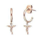 Engelsrufer Damen Ohrring Stecker Schutzengel aus rosévergoldetem Sterling Silber - Steckverschluss - nickelfrei - 29 mm