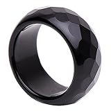 Breiter Ring aus echtem Onyx schwarz facettiert edel Fingerring Onyxring, Ringgröße:Innenumfang 56mm ~ Ø17.8mm