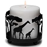 JJ PRIME - Giraffen-Kerzenhalter für Raumdekoration | Safari-Tier-Kerzenhalter für Wohnzimmer | Schwarze Kerzenhalter – Stumpenkerzenständer Heimdekor-Zubehör Wohnzimmer (Giraffen-Design)