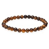 Lebensquelle Plus Kugelarmband | Perlen Armband 6 mm | Hochwertiges Edelsteinarmband | Natur Stein Edelsteinarmband dehnbar (Tigerauge)