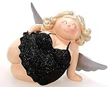 Schick-Design Engel Molly liegend schwarz 11 cm Mädchen Rubensfrau mollige Dame in Dessous Dicke Frau Badezimmer Figur