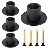 TNSLAND Schwarze Kerzenhalter, 4 Stück Retro Kerzenhalter Bauernhaus-Dekoration, Kerzenständer Kerzen aus Eisen für Zuhause Hochzeit Jahrestag Einweihungsgeschenke, Kerzenhalter für Frauen und Männer