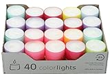 Wenzel-Kerzen Summer Edition Colorlights Teelichte mit Langer Brenndauer, 100% Paraffin, Bunt, Höhe 24 mm Durchmesser 38 mm, 20