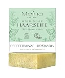 Meina Bio Haarseife für Haarwachstum mit Brennnessel, Rosmarin und Pfefferminze, Organic Zertifiziert, Vegan, Handgemacht, Plastikfrei, Ohne Palmöl, Wie ein festes Shampoo, 80g