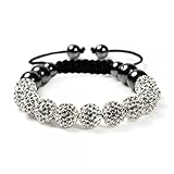 Shamballa-Armband 11 10 mm Weiß