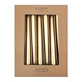 pajoma® Stabkerzen Gold-Metallic 10 Stück - Höhe 25 cm ø 2,2 cm | Brenndauer 7 Stunden, Premium Qualität - einfarbige Spitzenkerzen