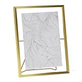 CNANRNANC Schwebender Glasrahmen aus Metall mit Staffelei für Tischkunst und Bilder, eleganter Fotohalter für Zuhause (goldenes Dreieck – 7)