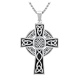 Keltisches Halskette 925 Sterling Silber ViKing Kreuz Kette Pfeil Dolch Keltisches Kreuz Anhänger Keltisches Knoten Kette Keltisches Anhänger Amulett Schmuck für Herren Sohn Jungen Damen