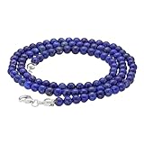 Lebensquelle Plus Edelstein Kugelkette + 925 Silber Verschluss | Ø 4mm Kugeln Karabinerverschluss 45cm lang | Hochwertige Kette (Lapislazuli)