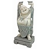 Design Toscano Jolly Hotei, der lachende Buddha Asiatische Dekogartenstatue, Polyresin, zweifarbig Stein, 63,5 cm