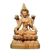 KGADRX Buchsbaum 12cm Bodhisattva Tara Grüne Skulptur Tibetische Buddha Holzstatue Anbetung Wohnkultur Skulptur Ornamente