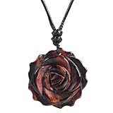 Lovionus89 handgefertigter Blumenheilungskristall-Rosenanhänger für Frauen, florales Design-Charm für den Valentinstag, Rotes Tigerauge