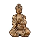 Buddha Statue Gold Meditation - Zen und Feng Shui Deko Statuette - Bringt Spiritualität in Ihr Zuhause und eine entspannende Atmosphäre - Glücksbringer Statue - Höhe: 12cm - Zen'Light
