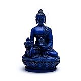 Generico Statue des Buddha der Medizin Meister Damen Bhaisajyaguru heilen und wecken heilende Weisheit - Polyresin blau Lapislazuli - h. 11 cm.