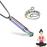 Dycjotyl Kette Mit Pfeife Hilfsmittel Halskette,Atemkette Edelstahl Halskette Atemkette Anti Stress Ring,Mit 1 Armband 1 Angstring,Lindern Sie Ängste für Herren Damen Meditation Entspannung(Bunt)