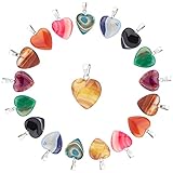SUNNYCLUE 1 Box 9 Stile 18 Stück Herz-Stein-Charms Heilkristalle Anhänger Reiki Chakra Edelsteinperlen Mit Edelstahl-Schnappverschluss Für Erwachsene Zum Basteln von Halsketten Und Schmuck