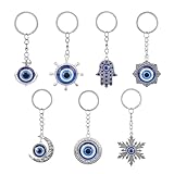 Chanumetal 7 Stück Evil Eye Keychain, Nazar Boncuk Schlüsselanhänger Blau, Blaue Lucky Charms Schlüssel Anhänger, Türkisches Auge Talisman Glücksbringer Auto
