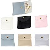 6 Stück Samtbeutel, 8 * 8cm Samtstoff und Leder Beutel,Schmuckbeutel Beutel mit Druckknopf, jewelry organizer tasche, für Süßigkeiten Geschenk,Schmuck Halskette Armband Verpackung(6 Farben)