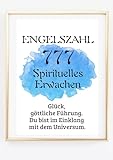 Din A4 Kunstdruck ohne Rahmen - Engelszahl 777 Spirituelles Erwachen - Engelszahlen Engel Spiritualität Zahl Aura - Deko Druck Poster Bild