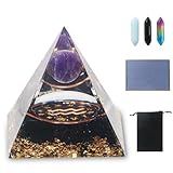 LANZLC Orgonit Pyramide, Reiki Kristall Pyramide mit kristalle, 12 Constellation Edelsteine, Esoterik Sternzeichen Geschenke mit schwarzem Samtbeutel für Chakra-Heilung,Meditation, Yoga (Wassermann)