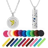 Hobbspring 2 Stück Halskette Mit Ätherischen Ölen 2 Stile Diffusor Edelstahl Öl Anhänger Mit Filzpads Aromatherapie Flaschen Medaillon Halsketten Für Damen Und Herren Geschenk