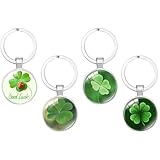 BrKern 4 Stück Kleeblatt Schlüsselanhänger Set – Glücksbringer Schlüsselanhänger, Glücksklee Anhänger Geschenk für Dekoratives Geschenk, Glücksbringer Silvester