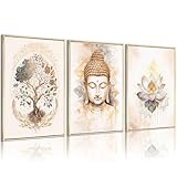 Lhoiplme Zen Wandkunst, Dekor, Buddha, Lotusblüte, Kunstwerk, Baum des Lebens, Leinwand, Gemälde, Yoga, Meditationsstudio, Wandkunst, Achtsamkeit, spirituelle Energie, Poster für Wohnzimmer