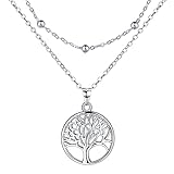 Lydreewam Lebensbaum Kette für Damen 925 Sterling Silber Baum des Lebens Doppel Layered Halskette mit Geschenkbox für Geburtstag Muttertag Weihnachten, verstellbar 40+5cm