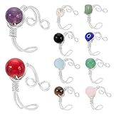 UNICRAFTALE 10 Stil 18k Vergoldet Verstellbare Drahtumwickelte Ringe Unregelmäßige Edelstein Fingerringe Set Für Damen Stapelbares Modering Set Bunter Edelsteinring Silberne Drahtumwickelte Ringe 18mm