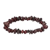Lebensquelle Plus beliebtes Splitterarmband | Handgefertigtes Elastisches Stretch Splitter Armband | Echter natürlicher Edelstein (Granat)