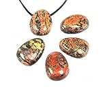 Panotophia 1 Leopardenjaspis Trommelstein Anhänger gebohrt mit Band I Glücksbringer I Energiearbeit | Meditation I Lucky Stone I Glückssteine | Mineralien | Dekosteine I