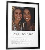 Papierschmiede® Beste Freundin Geschenke personalisiert mit Foto u Namen DIN A4 (21x30 cm) Rahmen wählbar fertig gerahmt, Definition Persönliches Bild Geschenk zu Weihnachten, Geschenk zu Geburtstag