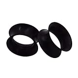 Longbeauty 2 Pcs Extra Soft Silikon Ohr Tunnel Plug Piercing Schmuck schwarz 8mm