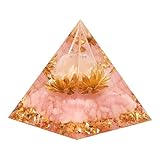 HENGBIRD Rosenquarz, Orgonit Pyramide Kristalle, Pyramide Weihnachten, Edelsteine Kristalle Rosa Stein, Lotus Pyramiden Spirituelle Geschenke, Home Crafts Ornament aus Harz (5CM)