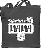 Baumwolltasche - Taschen - Befördert zur Mama 2025 I Aufstieg zur Mutti Werdende Mama Geschenk - Unisize - Dunkelgrau - tasche zum muttertag mutter beutel muttertagsgeschenk von kindern mom